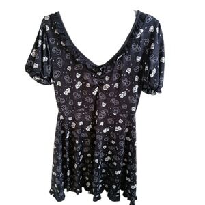 SOURPUSS Hearts Dark Romance Valentines  Black Dress M Flirty Goth Witchy Chic